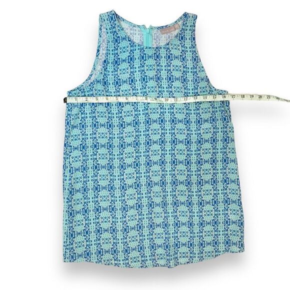 Ellie Kai Jasmine Top Blue Silk Geometric Print Sleeveless Blouse Women’s Size 0 - Picture 8 of 9